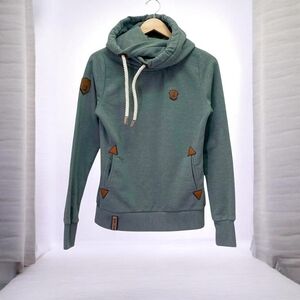 Naketano Hoodie Leaf Green Melange Fleece Cowl Neck Pullover Women’s Size Medium